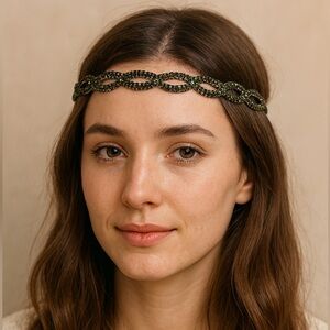 Elegant Green Beaded Headband